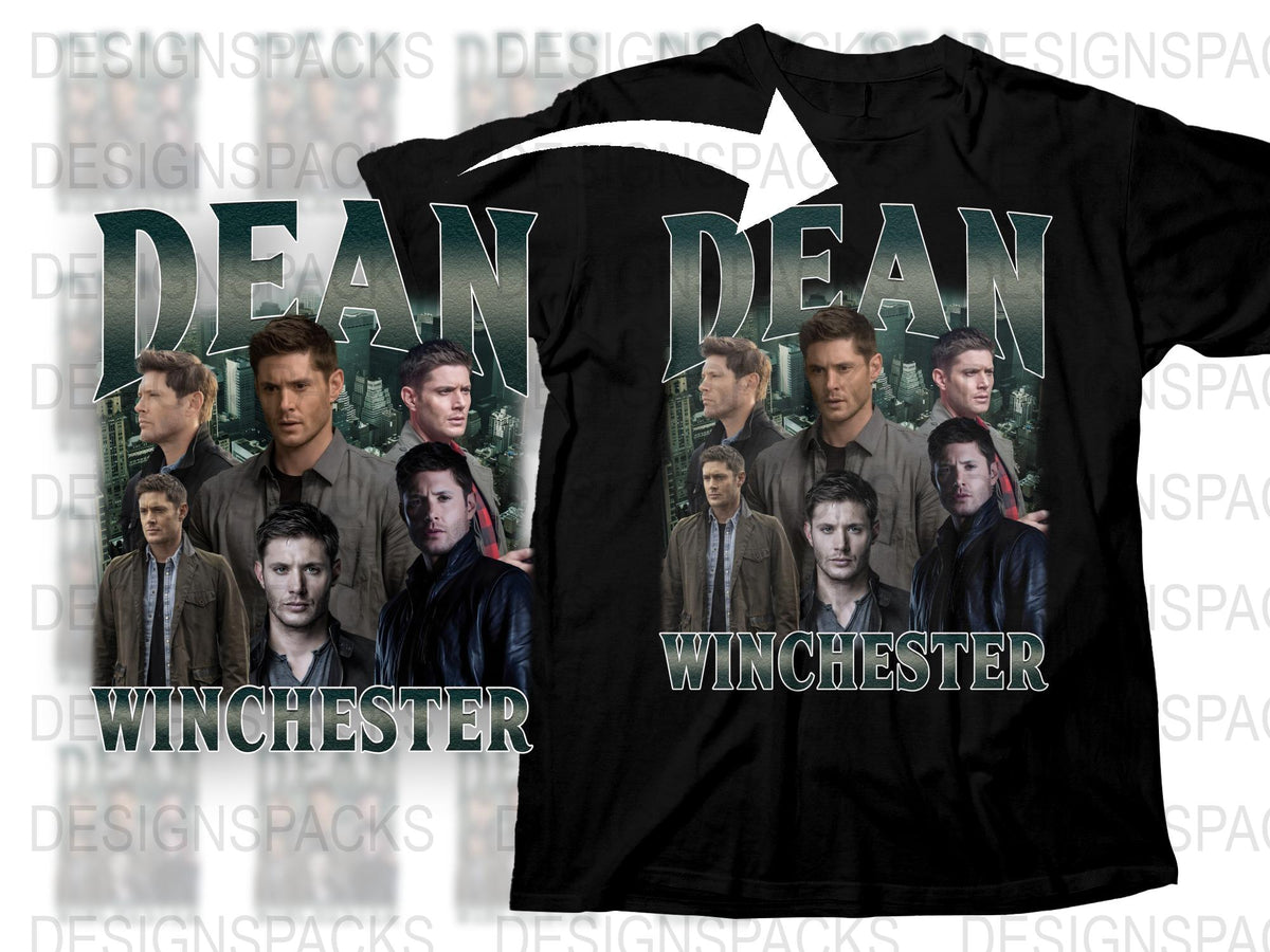 Supernatural Dean Winchester Themed T-Shirt, TV Show Graphic Tee, Fan Merchandise, Multiple Poses Design