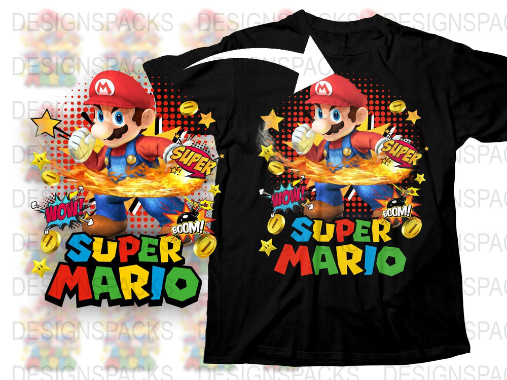 Super Mario Graphic T-Shirt, Colorful Vintage Comic Style, Gaming Apparel, Retro Video Game Fan Shirt, Unisex Clothing