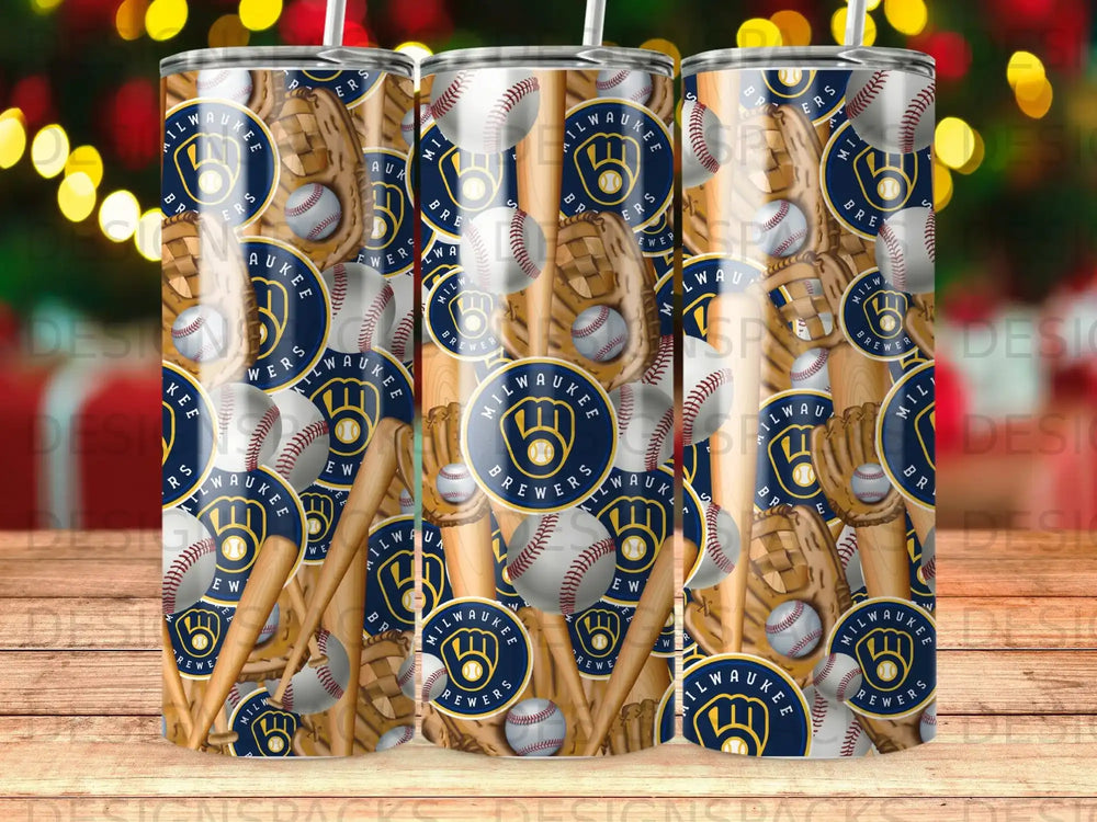 Milwaukee Brewers baseball pattern on a tumbler.