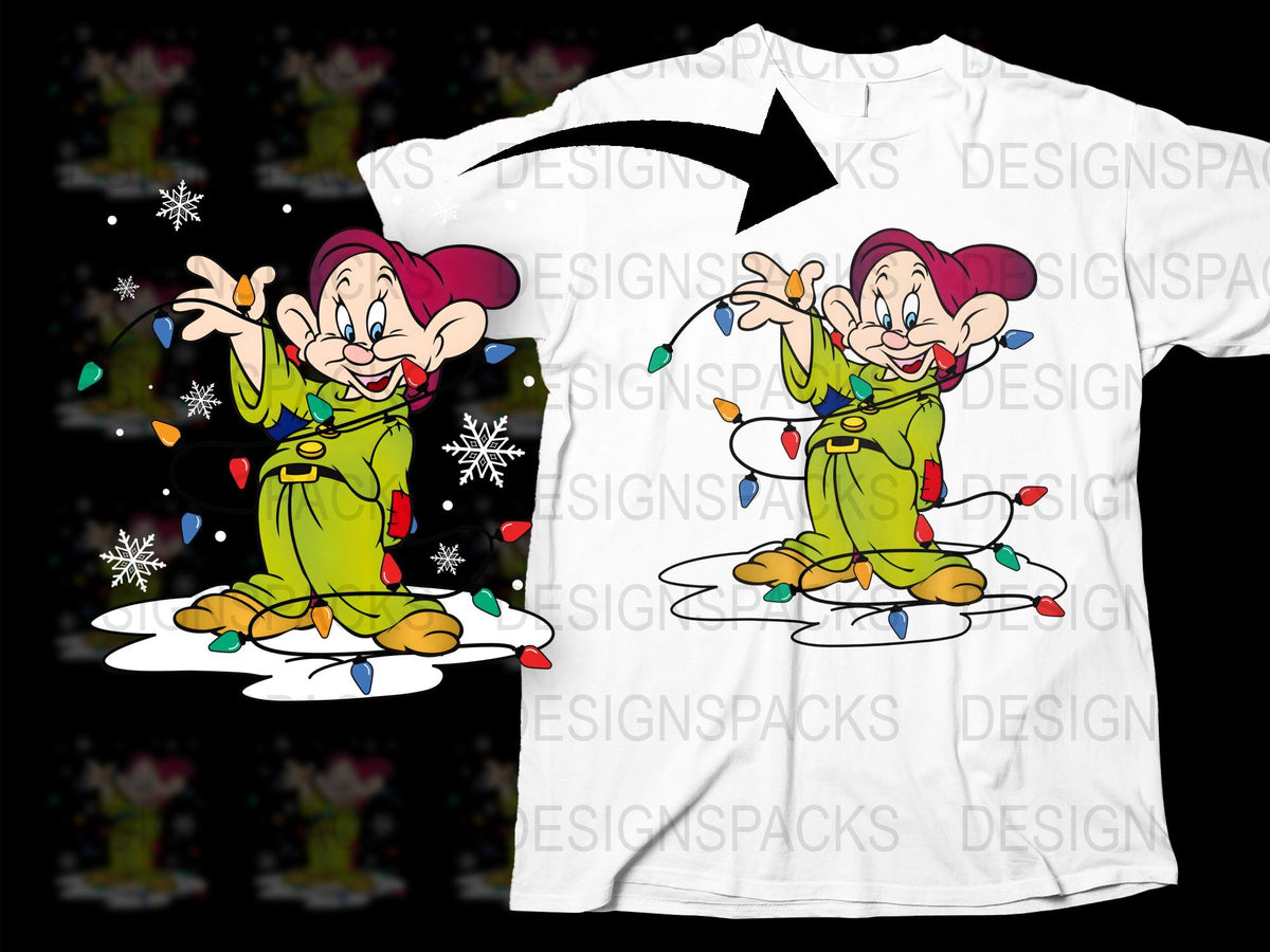 Dwarf Cartoon Character T-Shirt, Funny Animated Dwarf Graphic Tee, Holiday-Themed Apparel for Adults and Kids