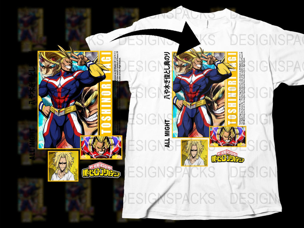 Anime Hero Graphic T-Shirt, All Might Inspired Tee, Unisex Manga Shirt, Pop Culture Apparel, Vibrant Character Design, Gift for Fans