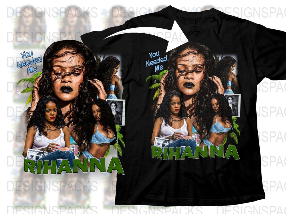 Rihanna Graphic T-Shirt, Vintage Style Pop Star Tee, Music Fan Merch, Black Cotton Shirt