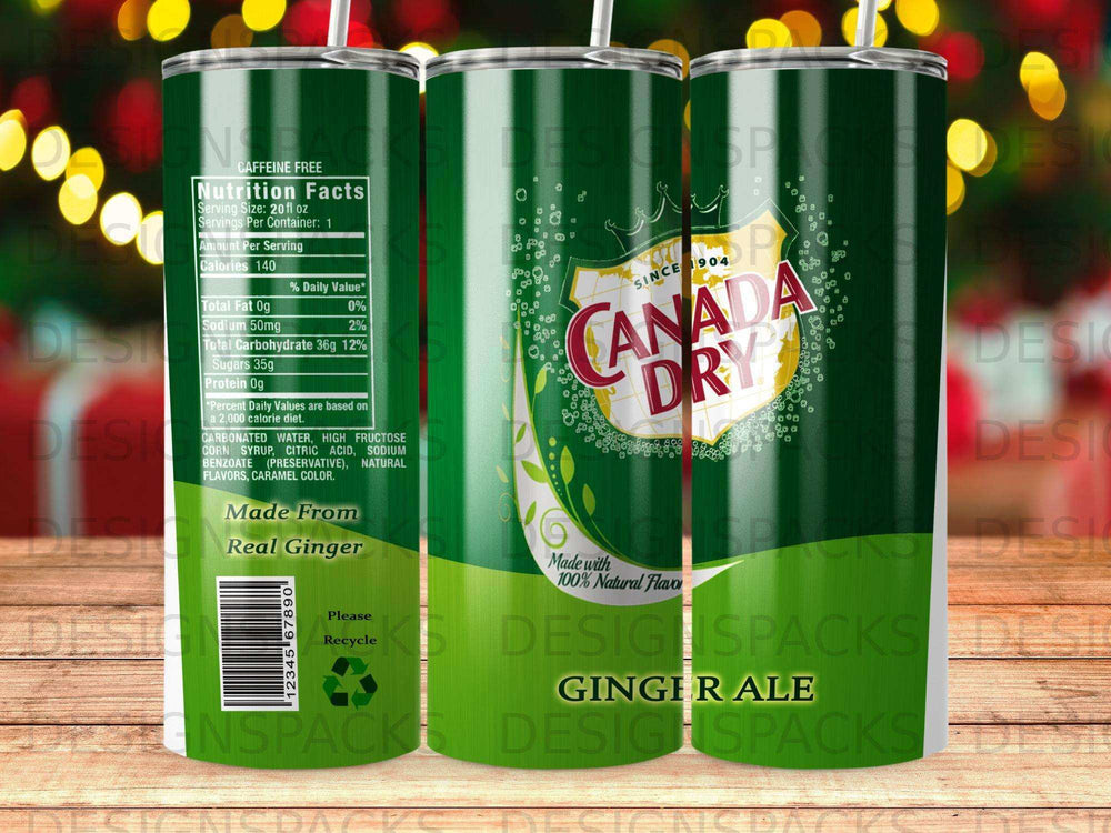 Canada Dry Ginger Ale can with nutrition facts and ingredients.