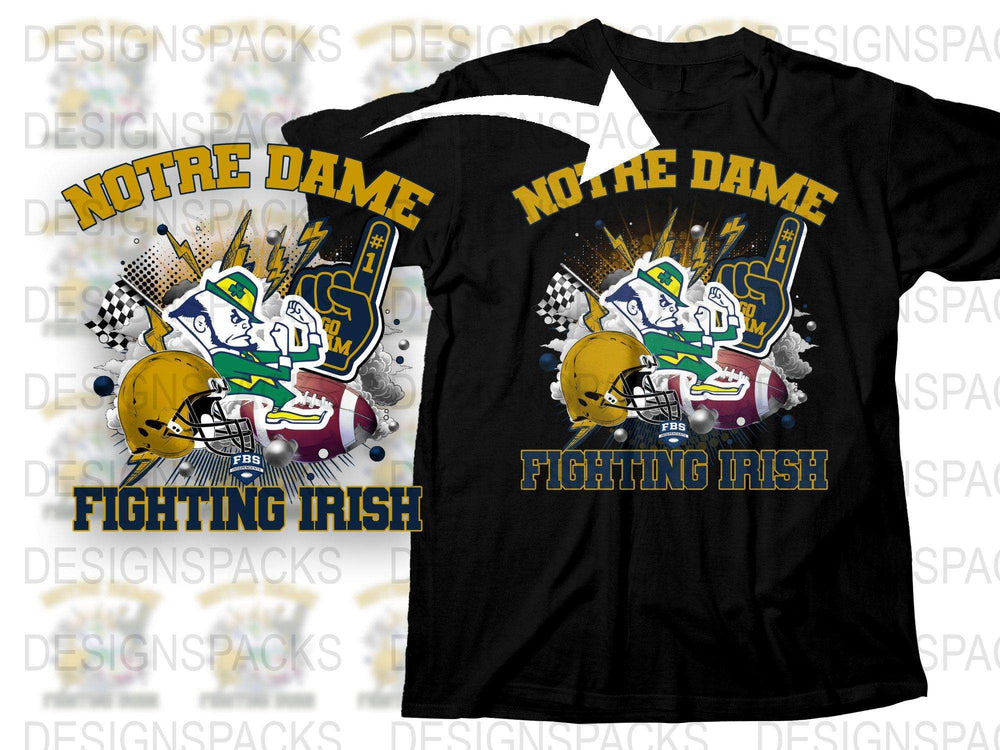 Notre Dame Fighting Irish T-Shirt, College Football Graphic Tee, Vintage Sports Apparel, Fan Gift