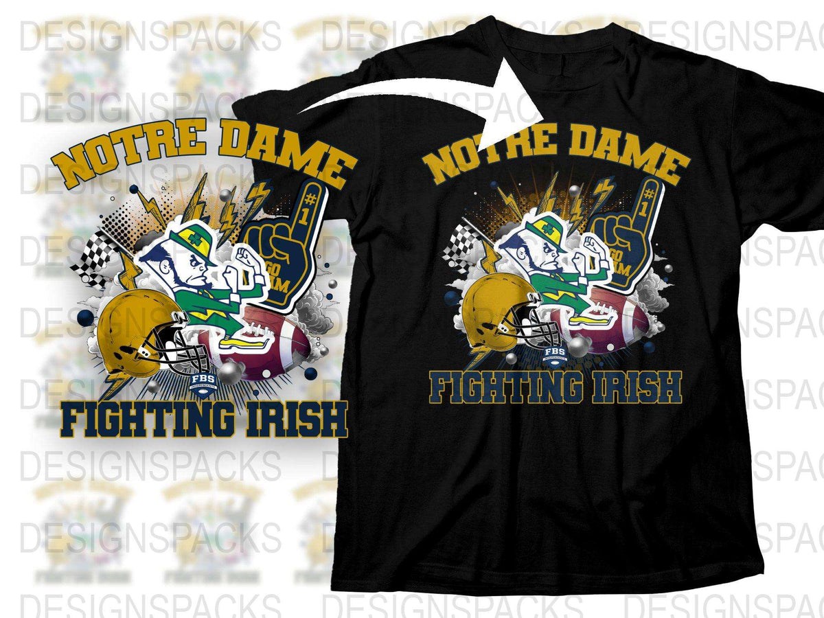 Notre Dame Fighting Irish T-Shirt, College Football Graphic Tee, Vintage Sports Apparel, Fan Gift