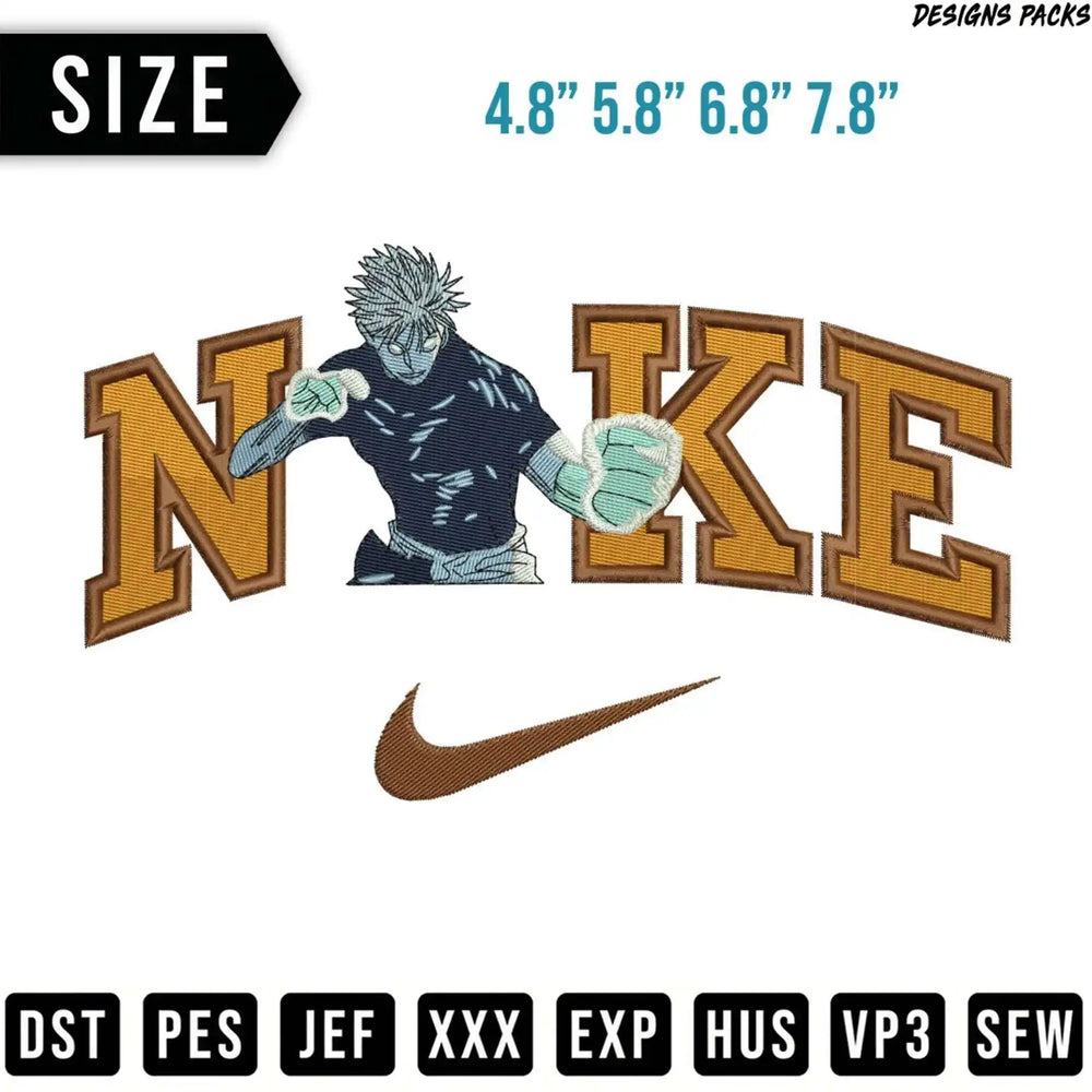 Embroidered design of a character with "Nike" text and Nike swoosh logo.