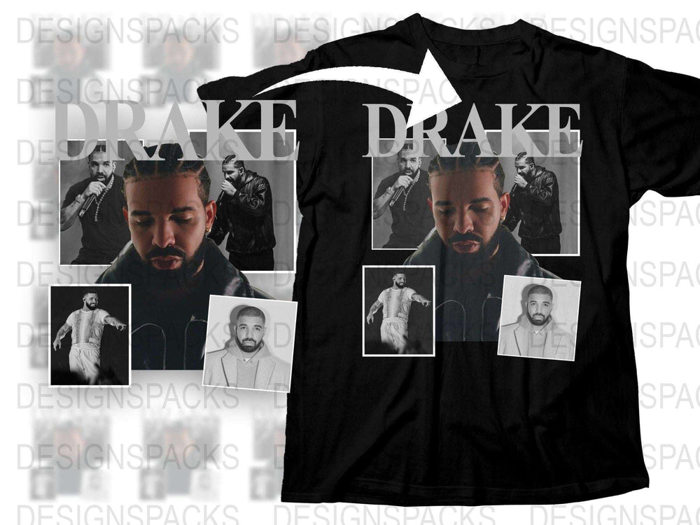 Drake Graphic T-Shirt, Hip Hop Artist Inspired Black Tee, Multiple Images, Men's Fashion, Casual Wear