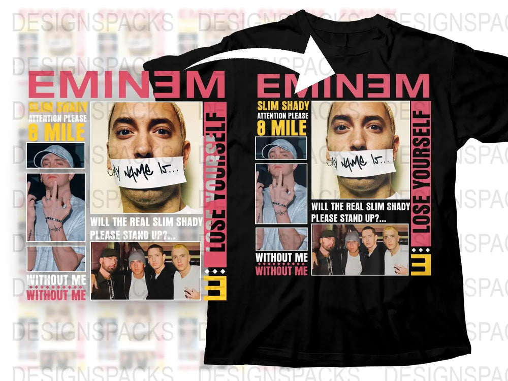 Eminem Graphic T-Shirt, Slim Shady 8 Mile Album Cover Tee, Iconic Rap Music Fan Merchandise, Vintage Style Shirt