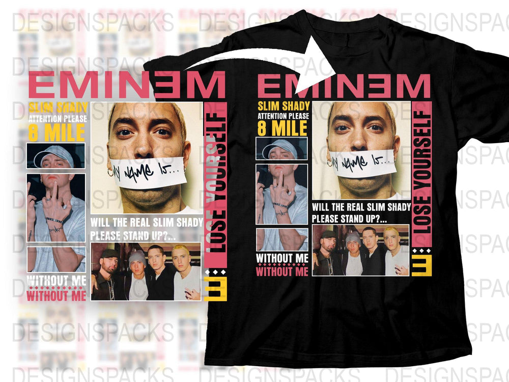 Eminem Graphic T-Shirt, Slim Shady 8 Mile Album Cover Tee, Iconic Rap Music Fan Merchandise, Vintage Style Shirt