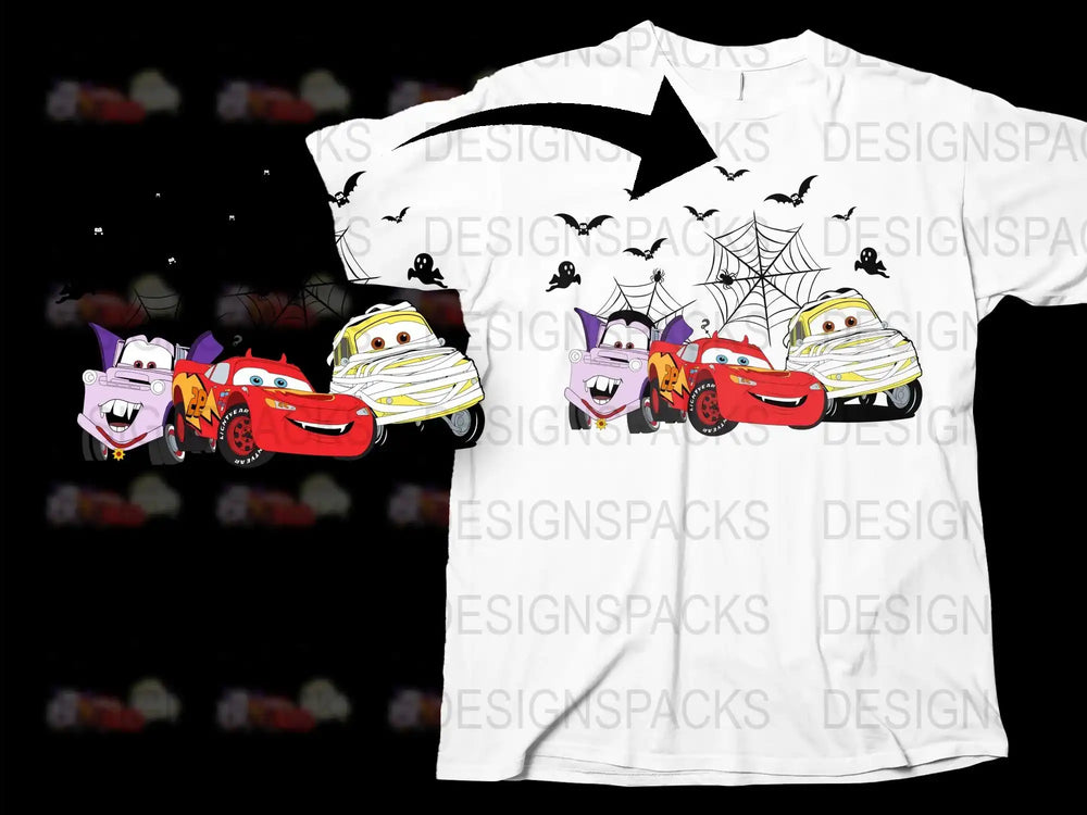 Kids Halloween T-Shirt with Spooky Cars and Bats, Fun Holiday Graphic Tee, Unique Children's Costume Shirt