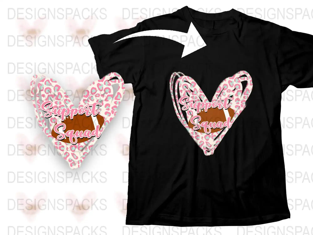 Support Squad Leopard Print Heart T-Shirt, Trendy Graphic Tee, Women's Fashion Top, Casual Streetwear, Gift for Her