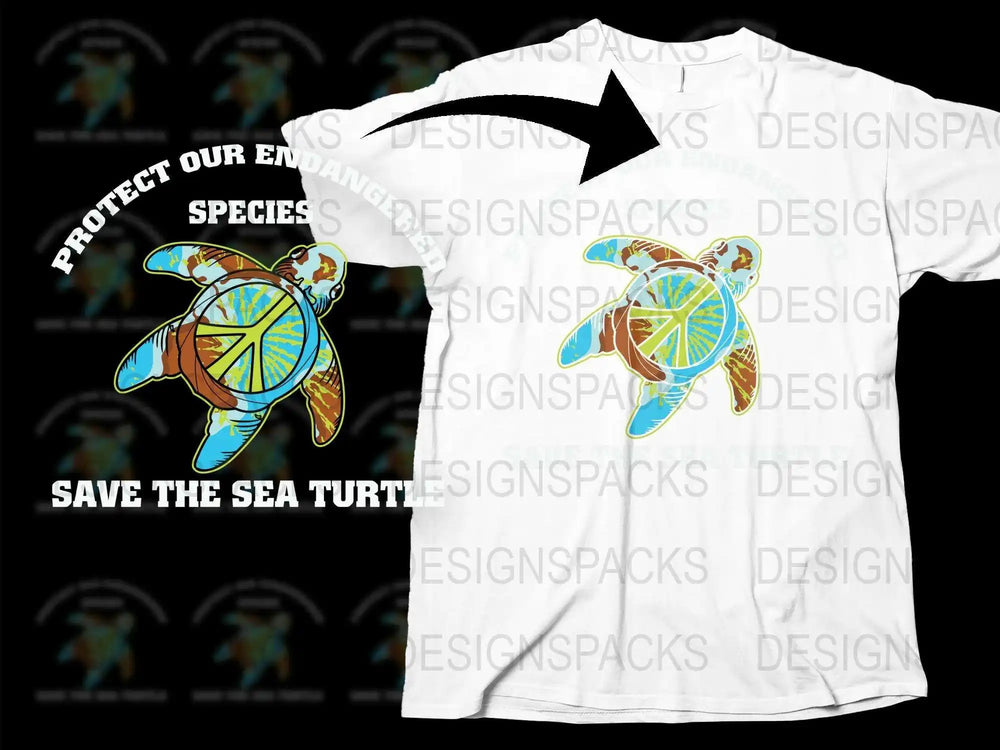 Save the Sea Turtles T-Shirt, Endangered Species Awareness, Ocean Conservation Tee, Colorful Turtle Design, Eco-Friendly Clothing