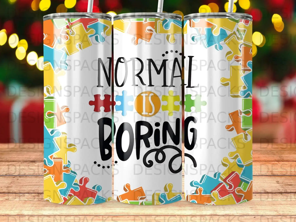 Normal Is Boring Colorful Puzzle Pieces Tumbler product type