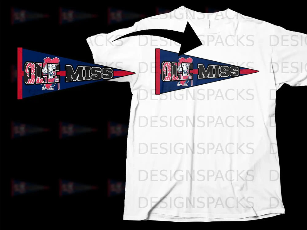 Ole Miss Pennant Design T-Shirt for University Fans