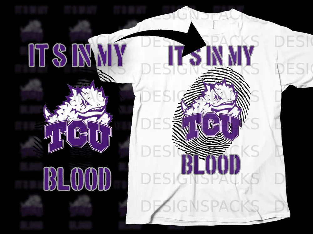 TCU It's In My Blood Fingerprint T-Shirt Design