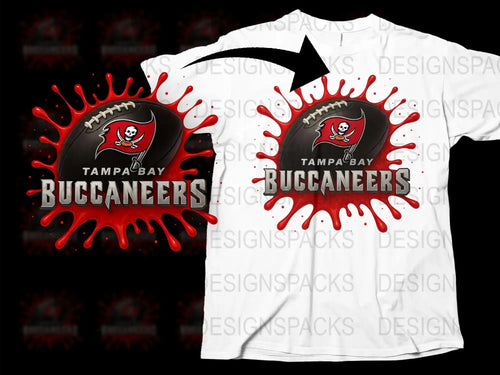 Tampa Bay Buccaneers T-Shirt, Splatter Design, Football Fan Apparel, Red and White Team Merchandise