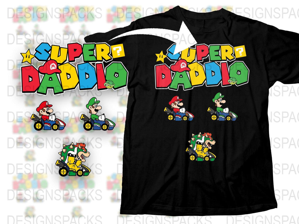Super Dadio Funny T-Shirt, Retro Video Game Style, Father's Day Gift, Gamer Dad Tee, Colorful Graphic Shirt, Family Apparel