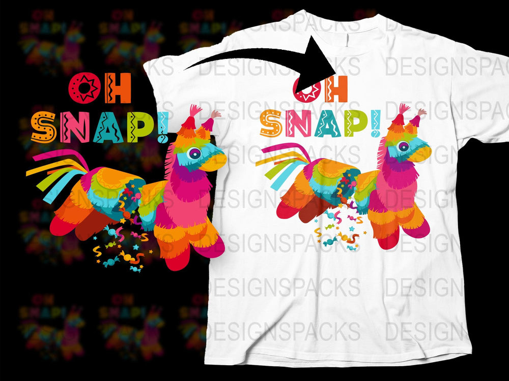 Colorful Piñata T-Shirt, Oh Snap! Unicorn Graphic Tee, Vibrant Party Shirt for All Ages