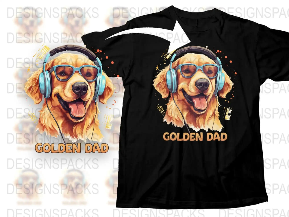 Golden Retriever Dad T-Shirt, Funny Dog Lover Gift, Cool Pet Owner Black Tee