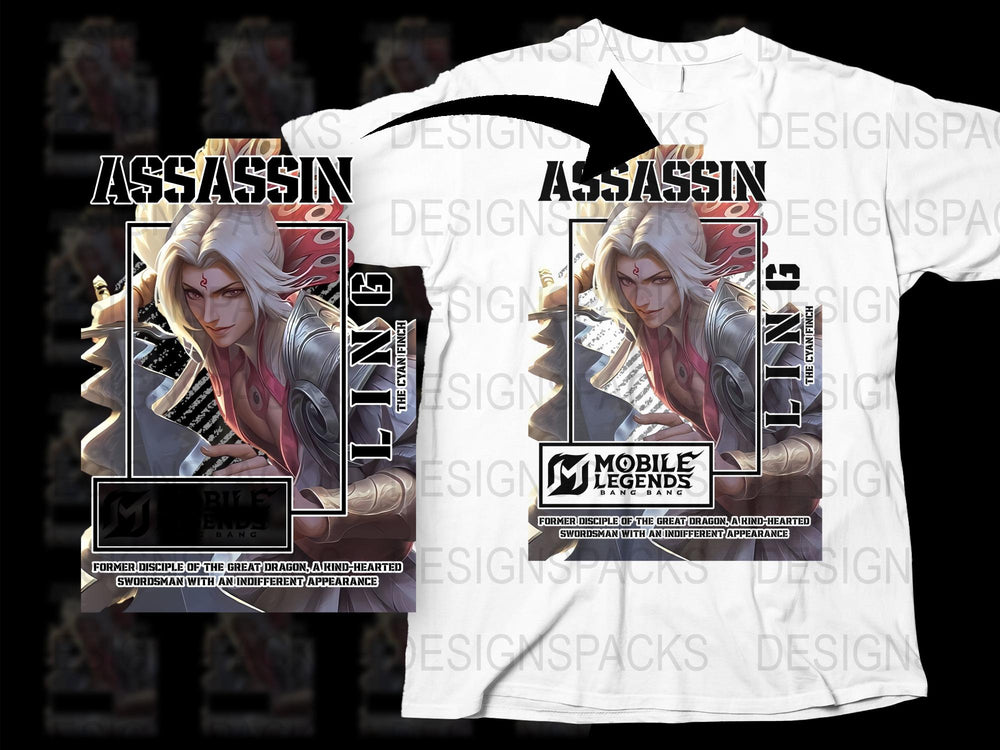 Assassin Mobile Legends T-Shirt, White Graphic Tee, Anime Gamer Fashion, Unisex Adult Clothing