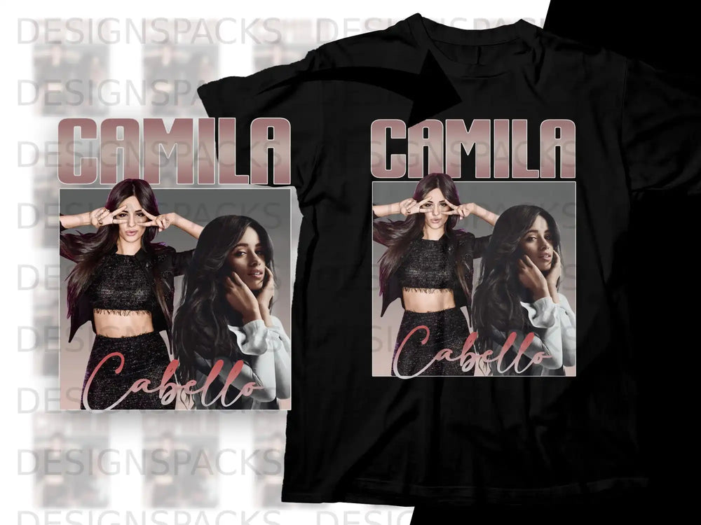 Camila Cabello graphic tee with two images of the singer.