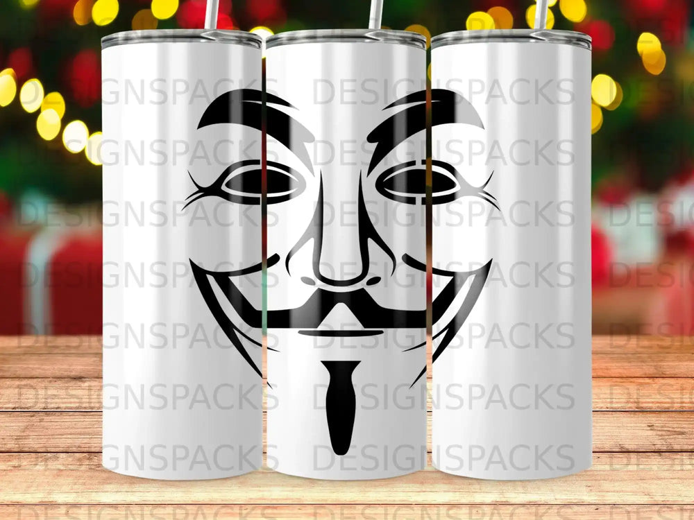 Guy Fawkes Mask Character Design White Tumbler product type