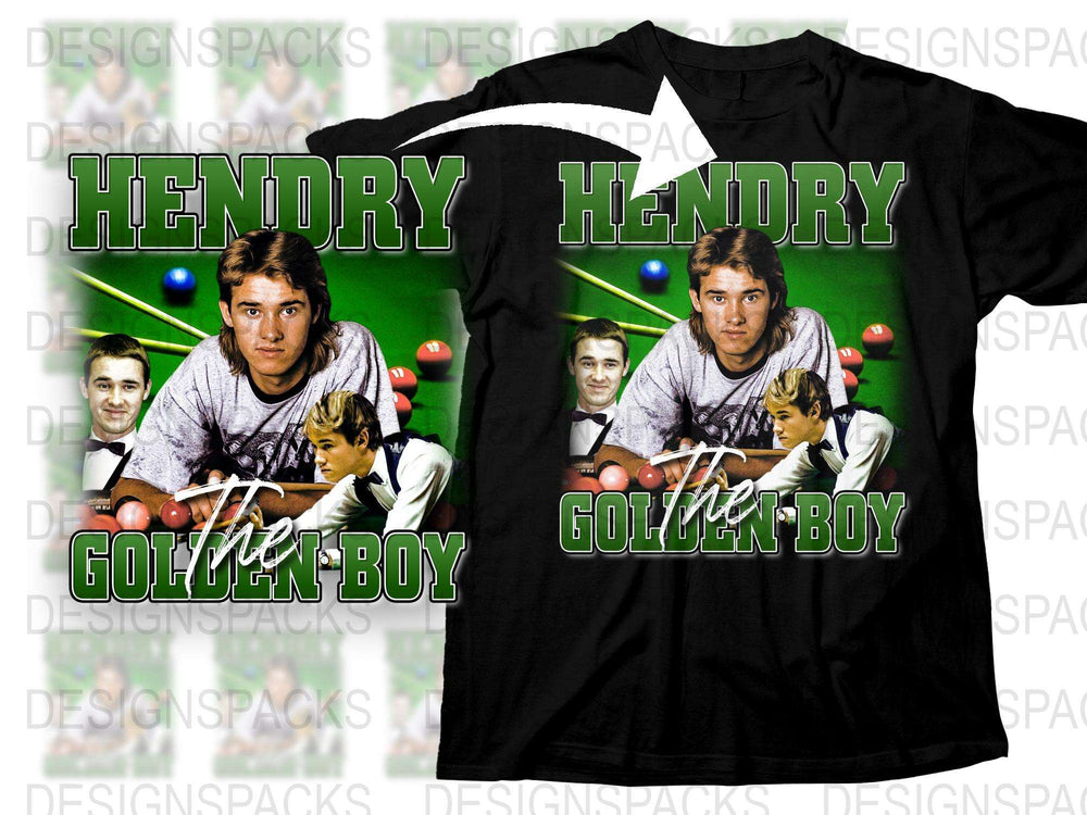 Vintage Hendry Golden Boy T-Shirt, Classic Billiards Champion Graphic Tee, Retro Pool Player Design, Sports Fan Apparel