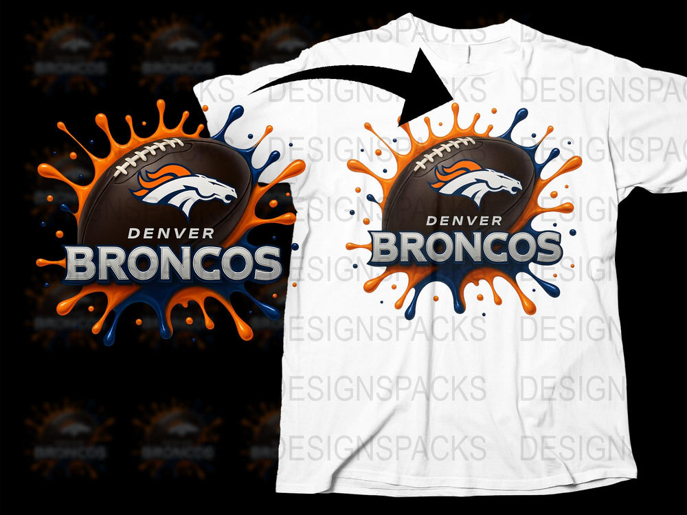 Denver Broncos T-Shirt, Sports Team Graphic Tee, Football Fan Apparel, White Orange Blue Colors