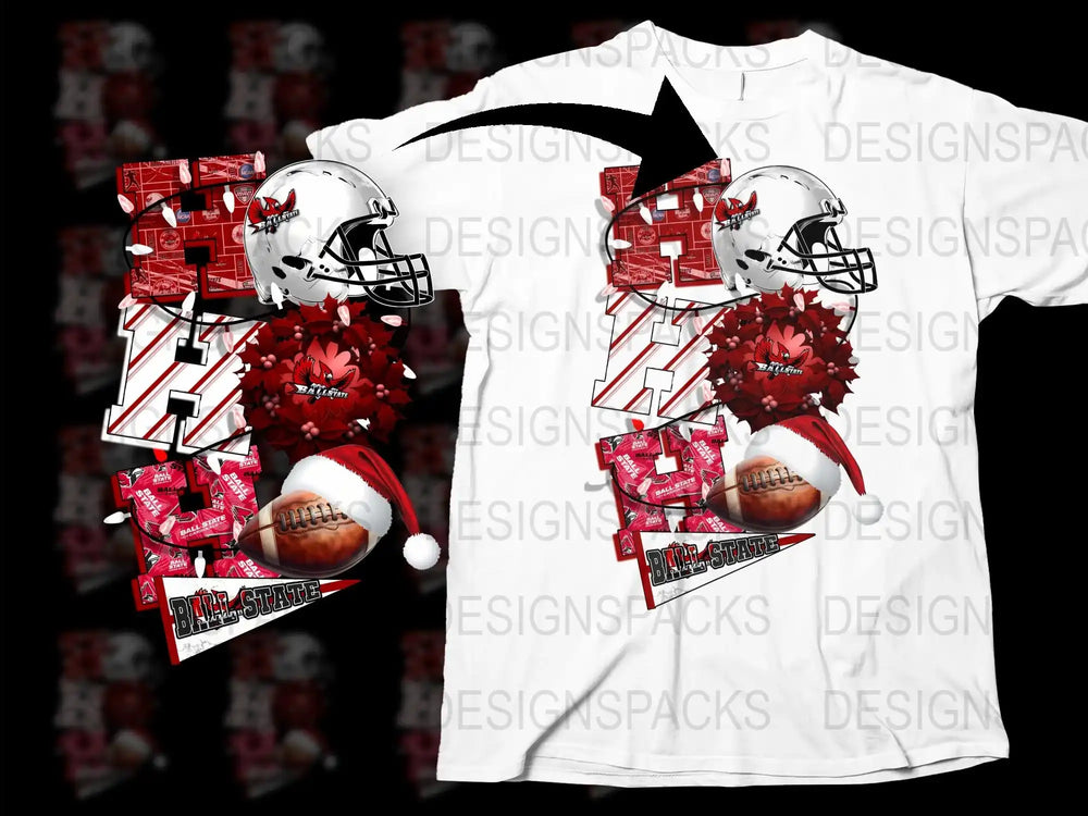 Football Themed Graphic T-Shirt, White Sports Fan Tee, Red and White Helmet Design, Casual Wear