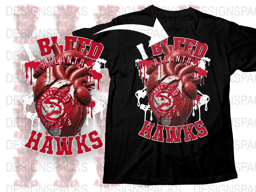 Atlanta Hawks T-Shirt, Bleed Atlanta Heart Design, Unisex Sports Tee, Basketball Fan Apparel