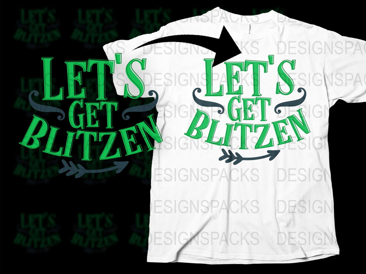 Let's Get Blitzen T-Shirt, Funny Christmas Tee, Holiday Party Shirt, White Graphic Tee, Festive Apparel