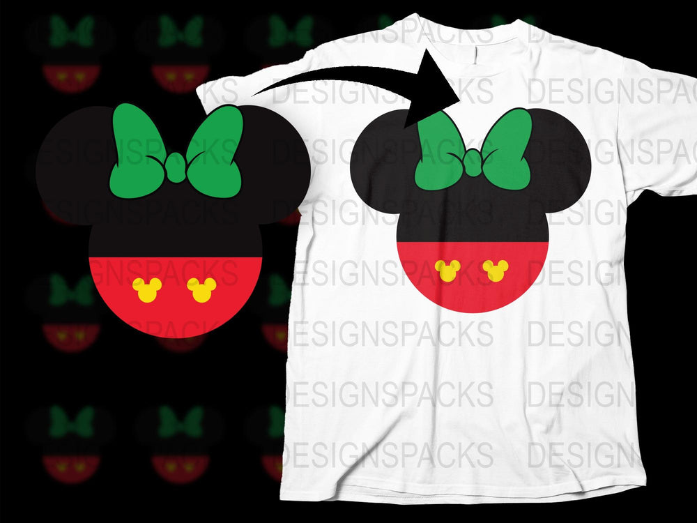Disney Inspired T-Shirt, Mickey Mouse Head with Bow, Unisex Adult and Kids Sizes, Family Vacation Apparel