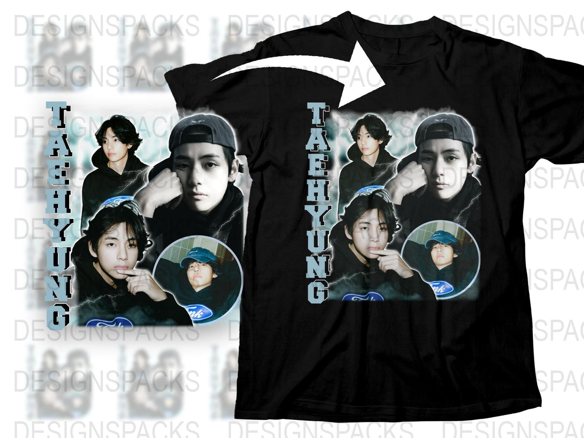 Taehyung Fan T-Shirt, K-Pop Idol Graphic Tee, Black Cotton Shirt, Unisex Merchandise