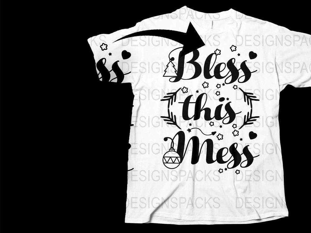 Bless This Mess Graphic T-Shirt, White Floral Quote Tee, Casual Summer Style Top, Gift Idea