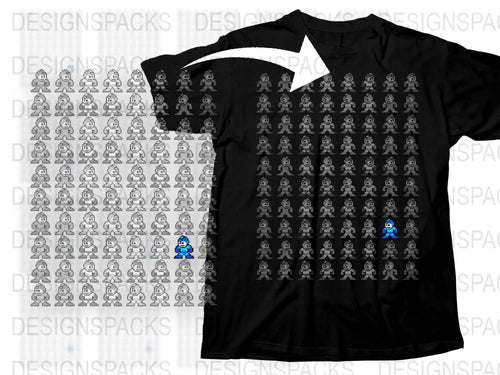 Black Graphic T-Shirt with Repeated Character Pattern, Casual Unisex Tee, Cool Design Top