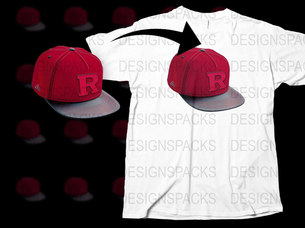 Red Baseball Cap and White T-Shirt Set with Letter R, Casual Sports Apparel