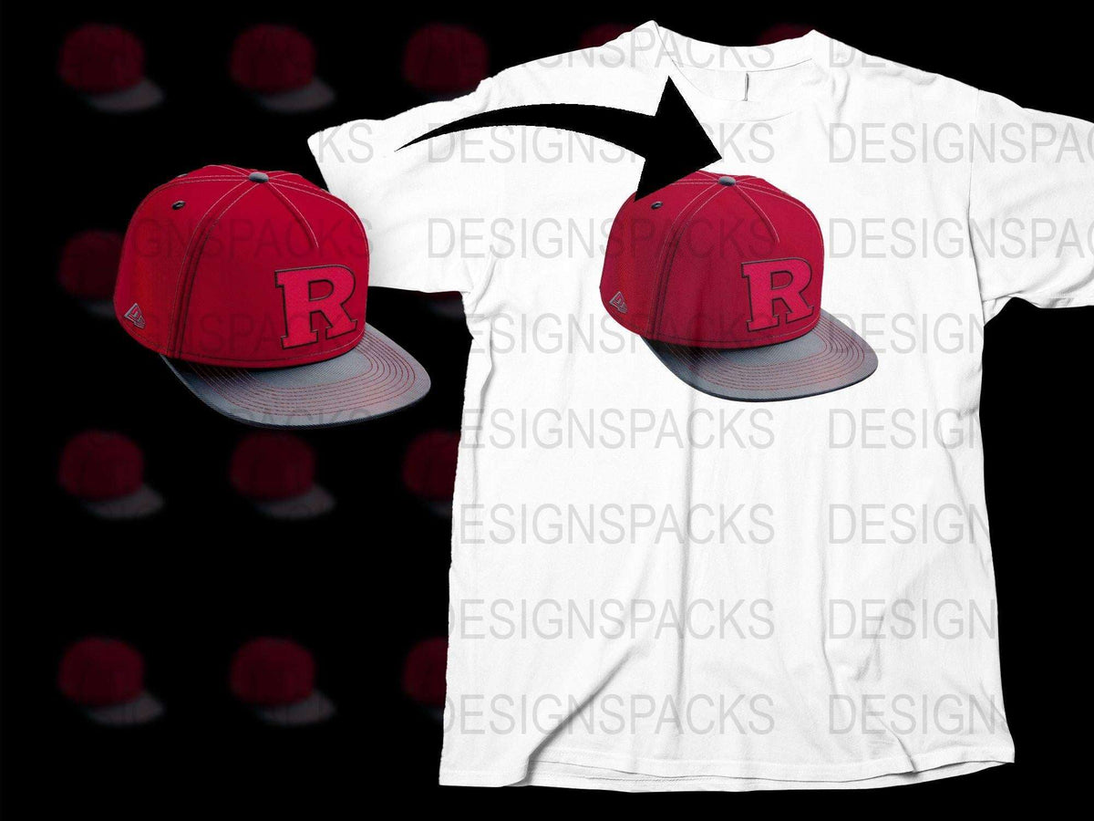 Red Baseball Cap and White T-Shirt Set with Letter R, Casual Sports Apparel