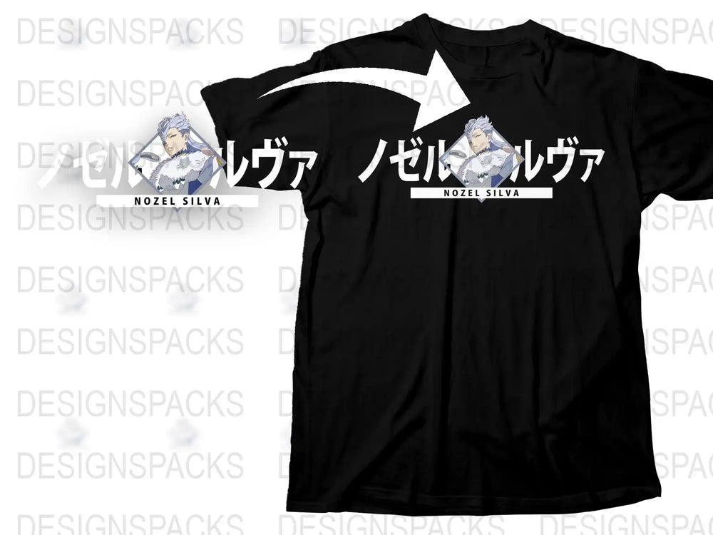Anime Graphic T-Shirt, Nozel Silva Design, Black Cotton Tee, Unisex Manga Shirt, Casual Streetwear, Cool Character Top