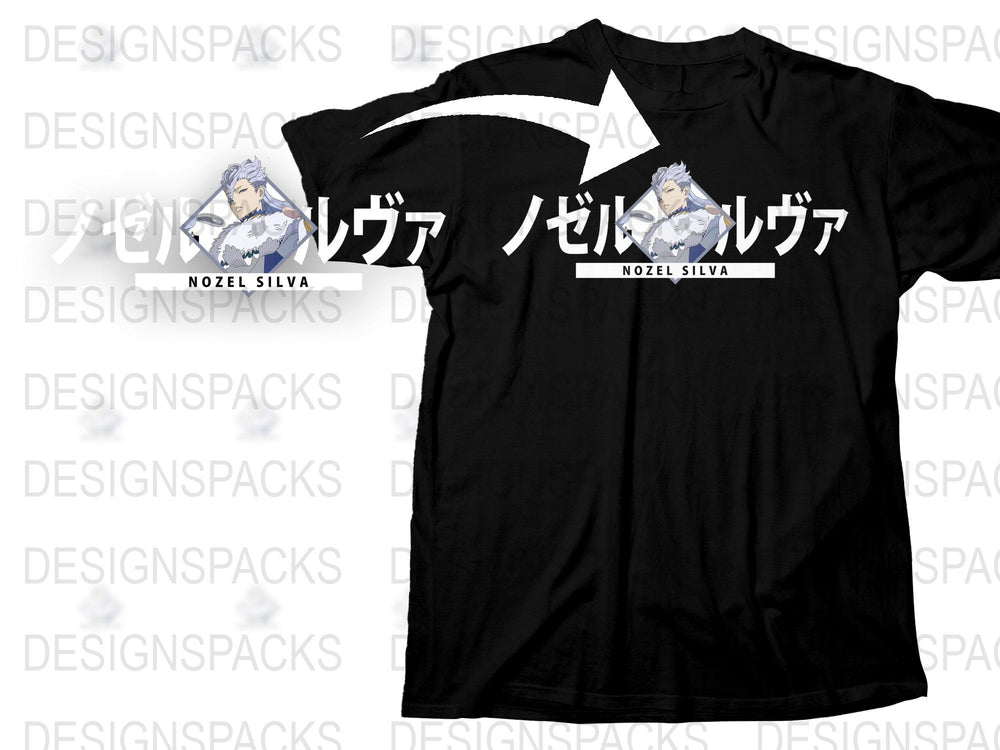 Anime Graphic T-Shirt, Nozel Silva Design, Black Cotton Tee, Unisex Manga Shirt, Casual Streetwear, Cool Character Top