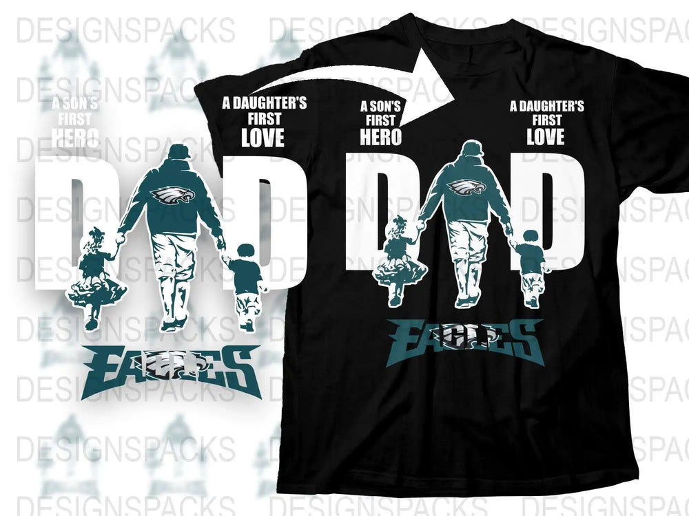 Father Daughter T-Shirt, Dad Hero Love Graphic Tee, Fathers Day Gift, Matching Family Shirts, Express Design, Sports Theme Shirt