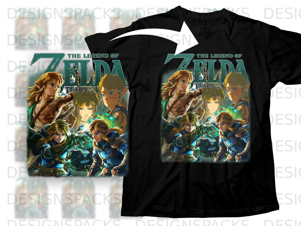 The Legend of Zelda: Tears of the Kingdom graphic on a black t-shirt.