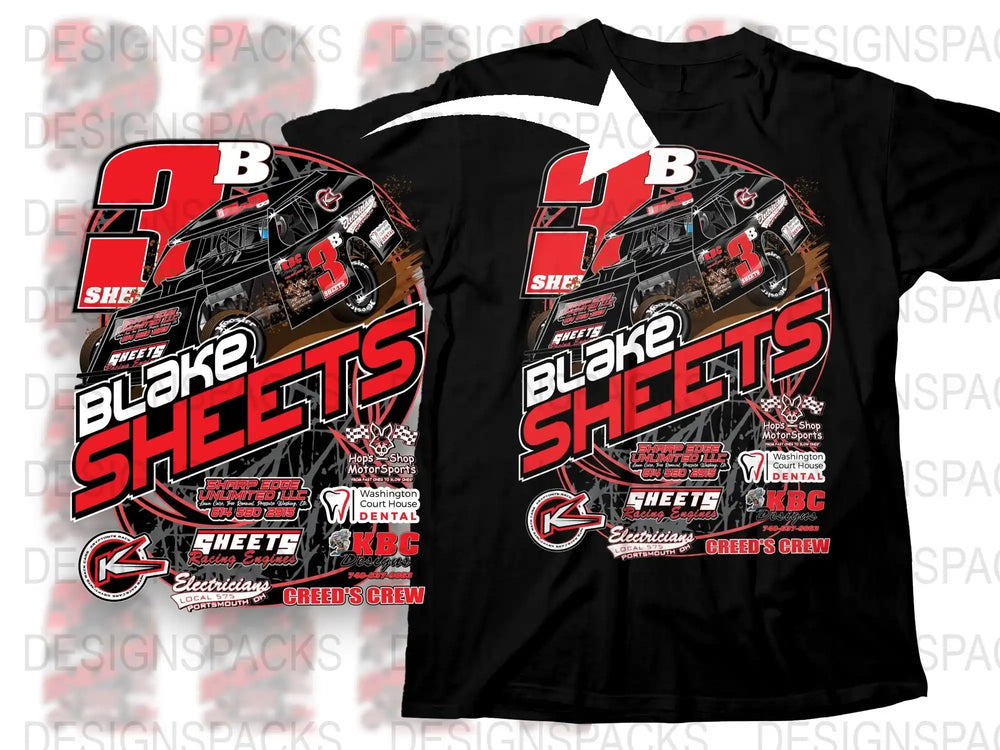 Custom Blake Sheets Racing T-Shirt, Dirt Track Graphic Tee, Motorsport Fan Apparel, Personalized Racing Gear