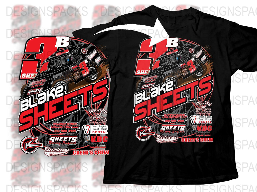 Custom Blake Sheets Racing T-Shirt, Dirt Track Graphic Tee, Motorsport Fan Apparel, Personalized Racing Gear