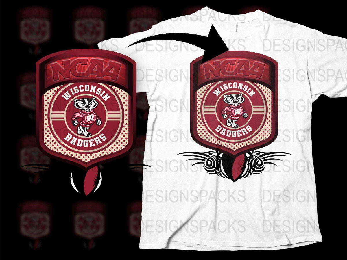 Wisconsin Badgers NCAA Logo Red and White T-Shirt, College Sports Apparel, Unisex Fan Gear