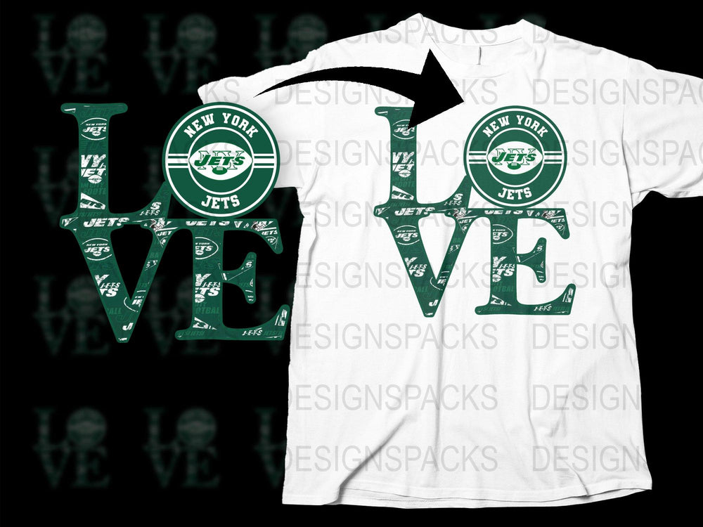New York Jets Themed Love T-Shirt, Green White Sports Fan Apparel, Unisex Graphic Tee