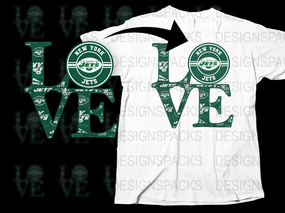 New York Jets Themed Love T-Shirt, Green White Sports Fan Apparel, Unisex Graphic Tee