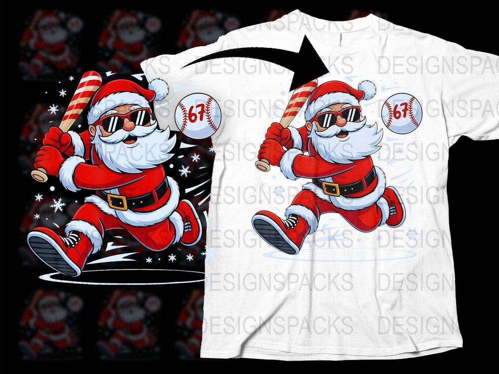 Festive Santa Baseball T-Shirt, Christmas Sports Graphic Tee, Holiday Casual Apparel for All Ages