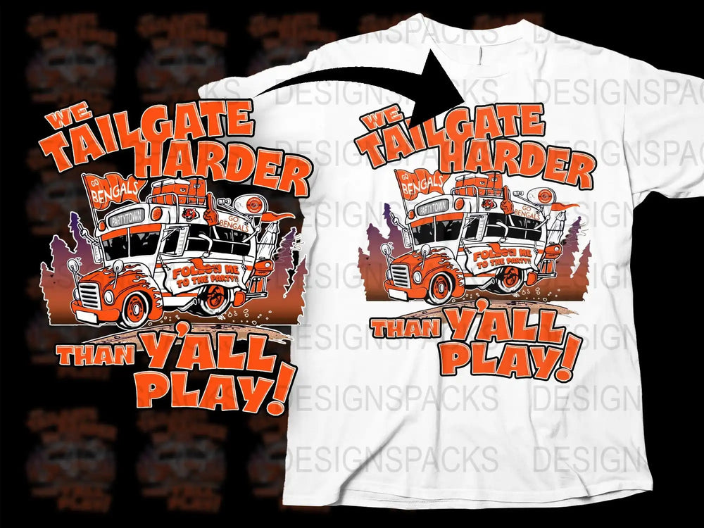 Cincinnati Bengals Tailgate T-Shirt, Football Fan Tee, Orange Fire Truck Graphic, Sports Apparel