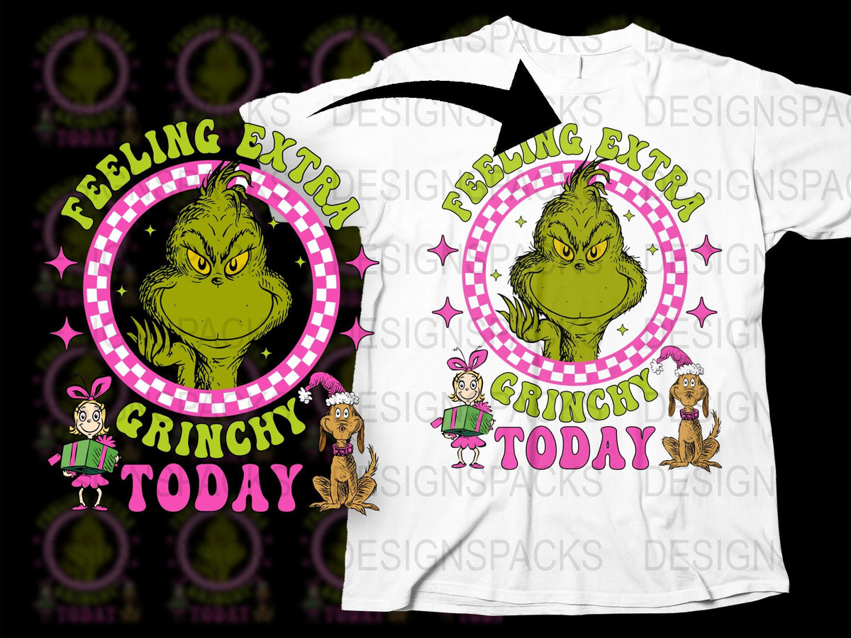 Grinch Themed T-Shirt, Feeling Extra Grinchy Today, Christmas Holiday Top, Unisex Graphic Tee