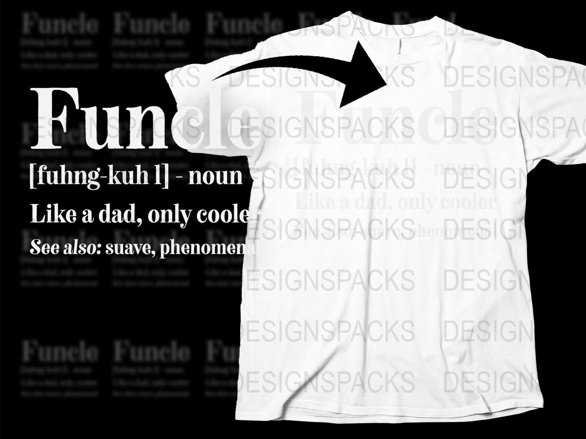 Funcle Definition T-Shirt, Cool Uncle Gift, Funny Family Tee, Men's White Graphic Shirt, Novelty Clothing Item